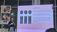 Senior Marcomm Manager Garmin Indonesia Chandrawidhi Desideriani menjelaskan tentang deretan fitur pendukung aktivitas kebugaran dan kesehatan yang ada di smartwatch Garmin (Liputan6.com/ Agustin Setyo Wardani)