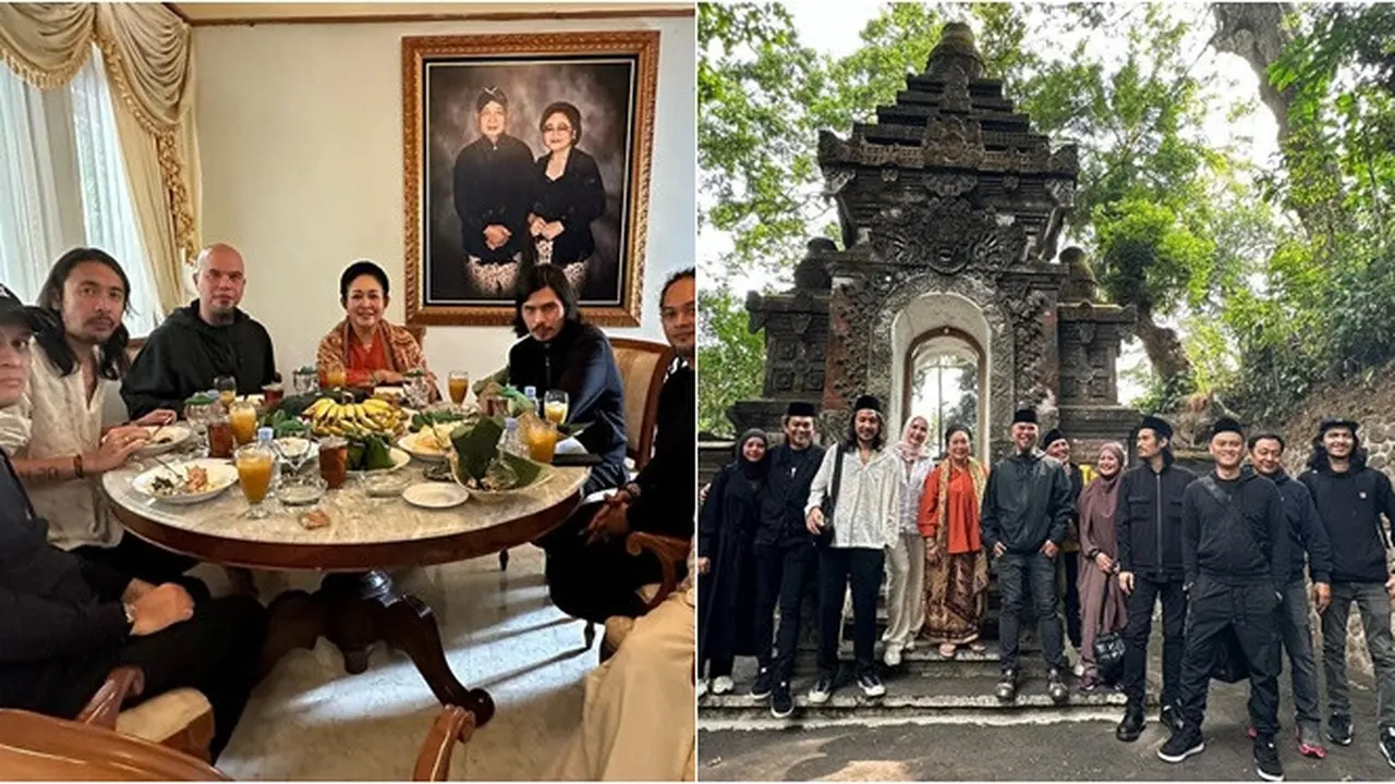 6 Potret Dewa 19 Ziarah ke Makam Presiden RI Kedua, Disambut Titiek Soeharto