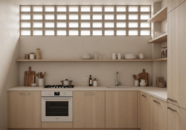 Desain Dengan Lubang Ventilasi (Roster) Modern/Desain Dapur Ukuran 3x3 Meter dengan Pencahayaan Alami (Sumber: gemini.com)