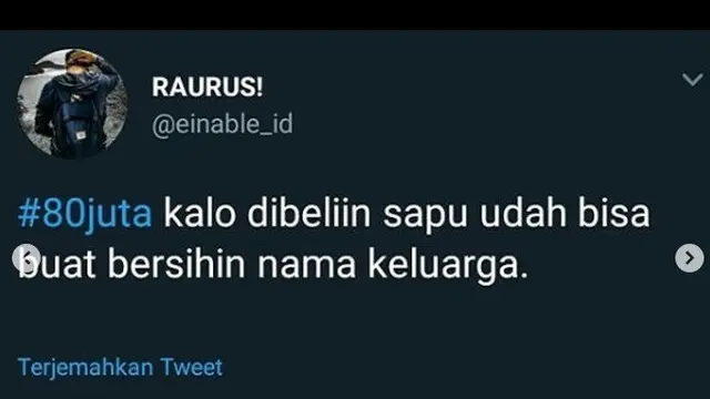 cuitan kocak Rp 80 juta (foto: @einable_id)