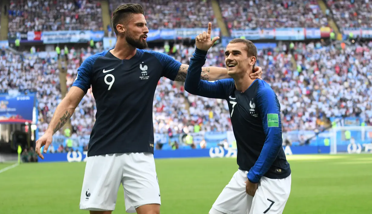 4. Antoine Griezmann (Prancis) - Meski sulit, bintang Atletico Madrid ini masih berpotensi mengejar perolehan gol dari Harry Kane. Hal ini mungkin terjadi apalagi dirinya kerap berperan sebagai algojo penalti dari tim ayam jago. (AFP/Jewel Samad)