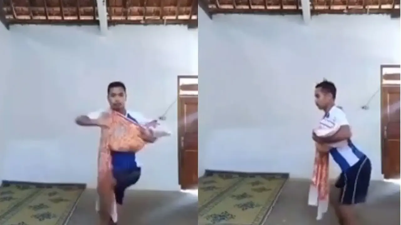 cara pria ini tidurkan bayinya jadi viral (foto: instagram @smart.gram)