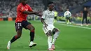 Dikutip ESPN, Vinicius melalui dua agennya Fred Pena dan Thassilo Soares kembali mengajukan nilai kontrak baru dengan Real Madrid, tetapi tawaran tersebut berakhir nihil. (AFP/Thomas Coex)