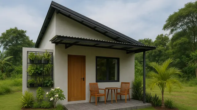 8 Gambar Rumah Minimalis di Desa dengan Teras dan Taman Mini yang Sejuk, Cantik dan Bikin Betah