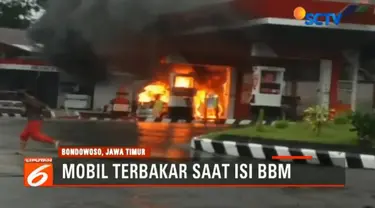 Kebakaran mengakibatkan tiga penumpang mobil minibus alami luka bakar dan harus dirawat di Rumah Sakit Bhayangkara, Bondowoso.