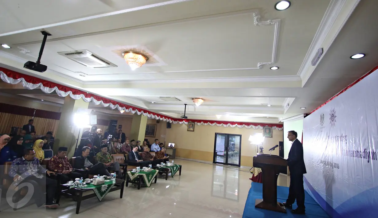 Suasana acara penandatanganan nota kesepahaman antara Duta Besar Inggris untuk Indonesia Moazzam Malik dan Ketua Umum PP Muhammadiyah Haedar Nasir di Jakarta, Senin (16/5). Liputan6.com/Immanuel Antonius)