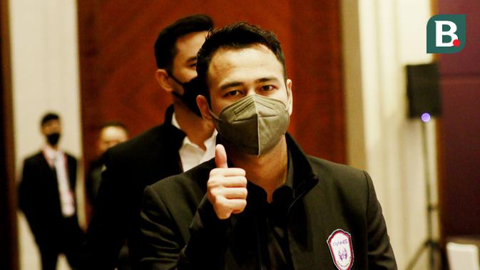 Pemilik Rans Cilegon FC, Raffi Ahmad, saat menghadiri Kongres PSSI di Hotel Raffles, Jakarta, Sabtu (29/5/2021). (Foto: Bola.com/M Iqbal Ichsan)