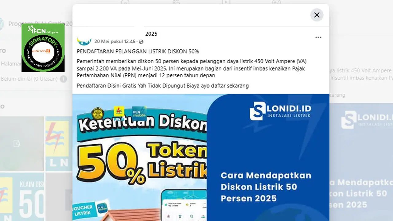 Tangkapan layar klaim link pendaftaran diskon tarif listrik insentif kenaikan PPN 12 persen
