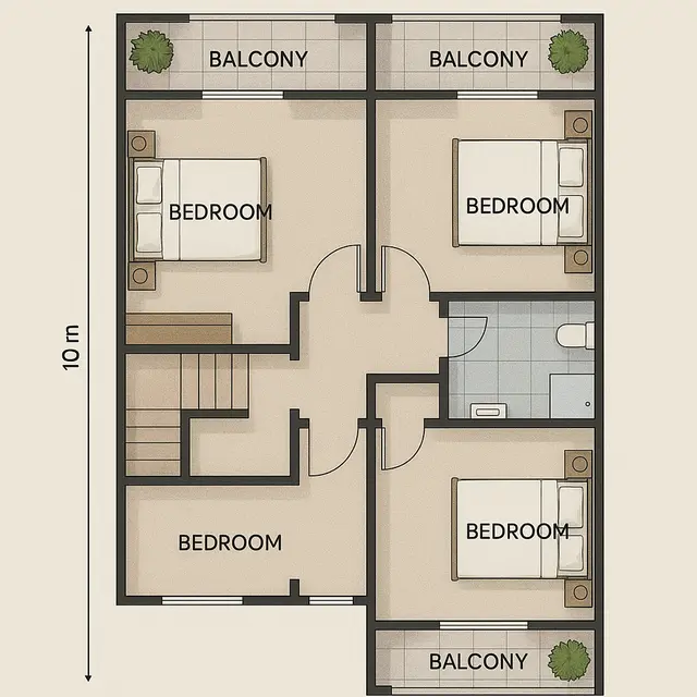 Desain Rumah Ukuran 7x10 Sederhana 3 Kamar Tidur