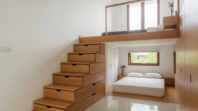 Tangga Kamar Loft dengan Laci Tersembunyi