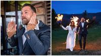 Tanpa stuntman, pasangan pengantin ini tampil 'bakar diri' di resepsi. (Sumber: Instagram/dterryphotography)