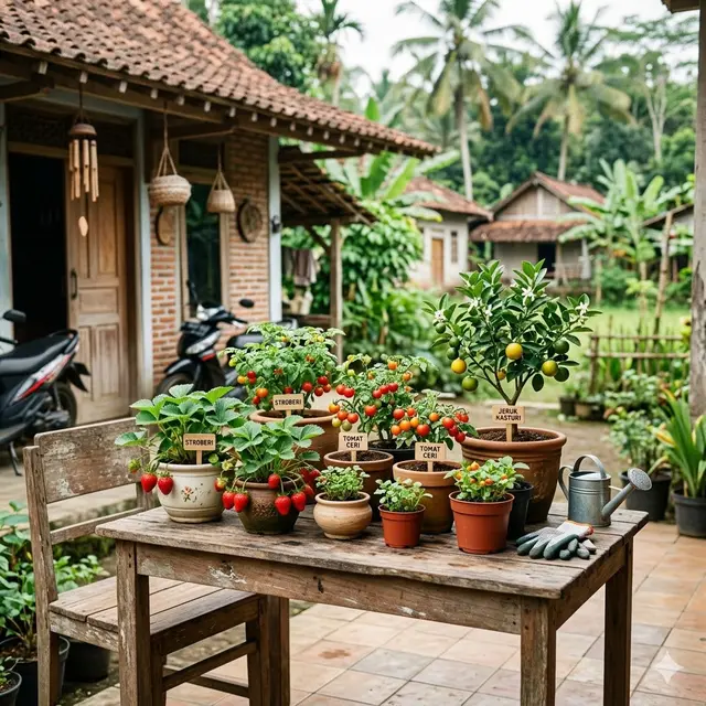 Inspirasi Edible Garden Buah Mini di Teras Rumah Kampung