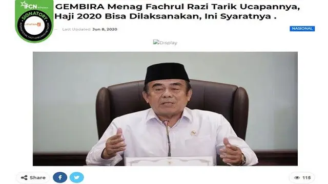 Gambar Tangkapan Layar Berita Tentang Haji 2020