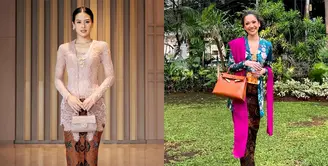Maudy Ayunda tampil anggun dalam balutan kebaya kutu baru berwarna pink pastel rancangan desainer ternama, Asky Febrianti. [@maudyayunda]
