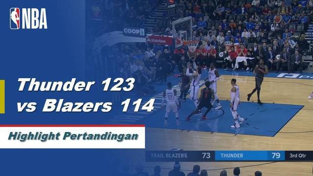 Russell Westbrook mencatatkan triple-double (29 poin, 10 rebound, 14 assist) dan Paul George menambah 36 poin dengan lima steal ketika Thunder menang ketiga beruntun mereka.