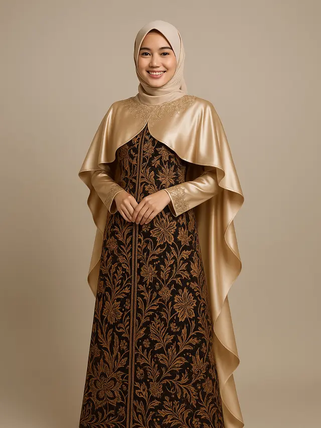 Model Gamis Batik Kombinasi Satin Mengkilap/Ilustrasi ChatGPT