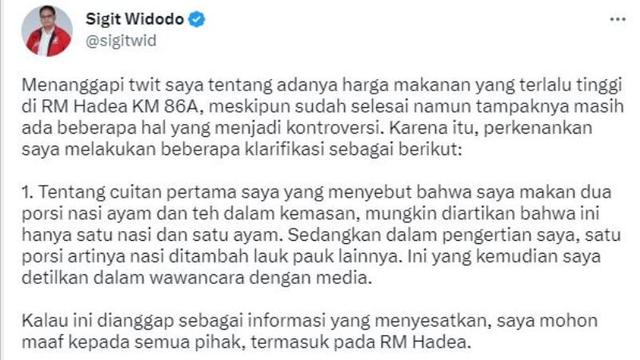 Juru Bicara PSI dan Giring Minta Maaf Atas Rumah Makan di Rest Area Tol Cipali yang Diduga Getok Harga