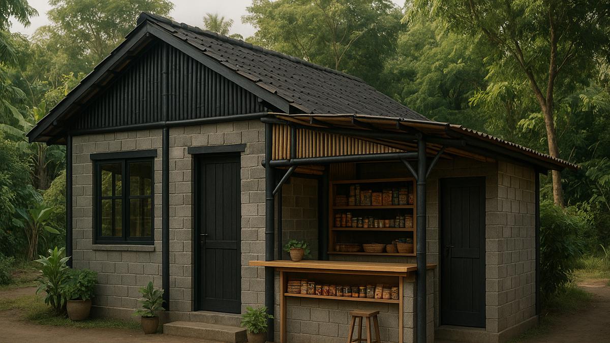 8 Model Rumah Sederhana dari Bambu dan Batako dengan Warung di Teras