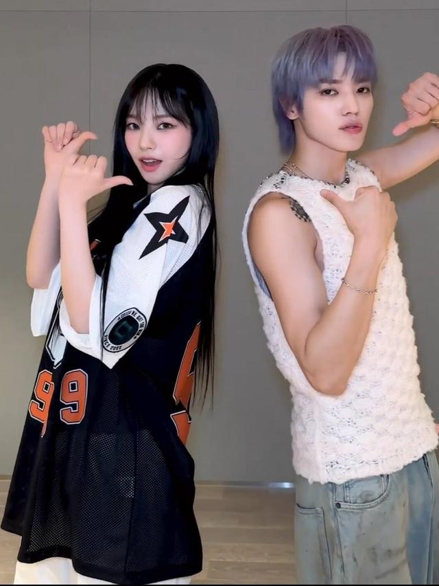 Karina Aespa dan Taeyong NCT menari bersama dalam sebuah video di TikTok. (Twitter/picturestaeyong)