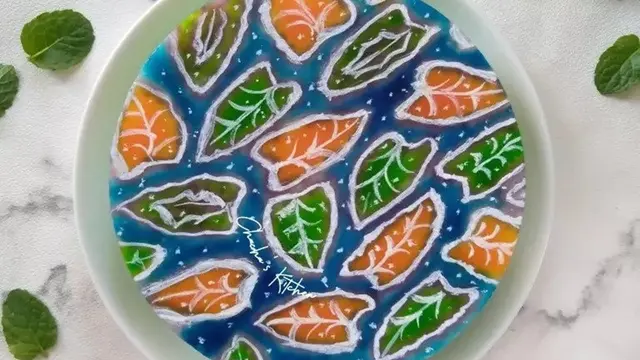 Resep puding lukis motif batik Banten. (dok. Cookpad @Chacha_Chiput)