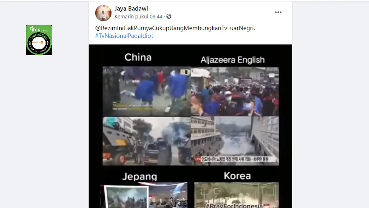 Penelusuran Klaim Hanya Stasiun Televisi Asing yang Memberitakan Demonstrasi