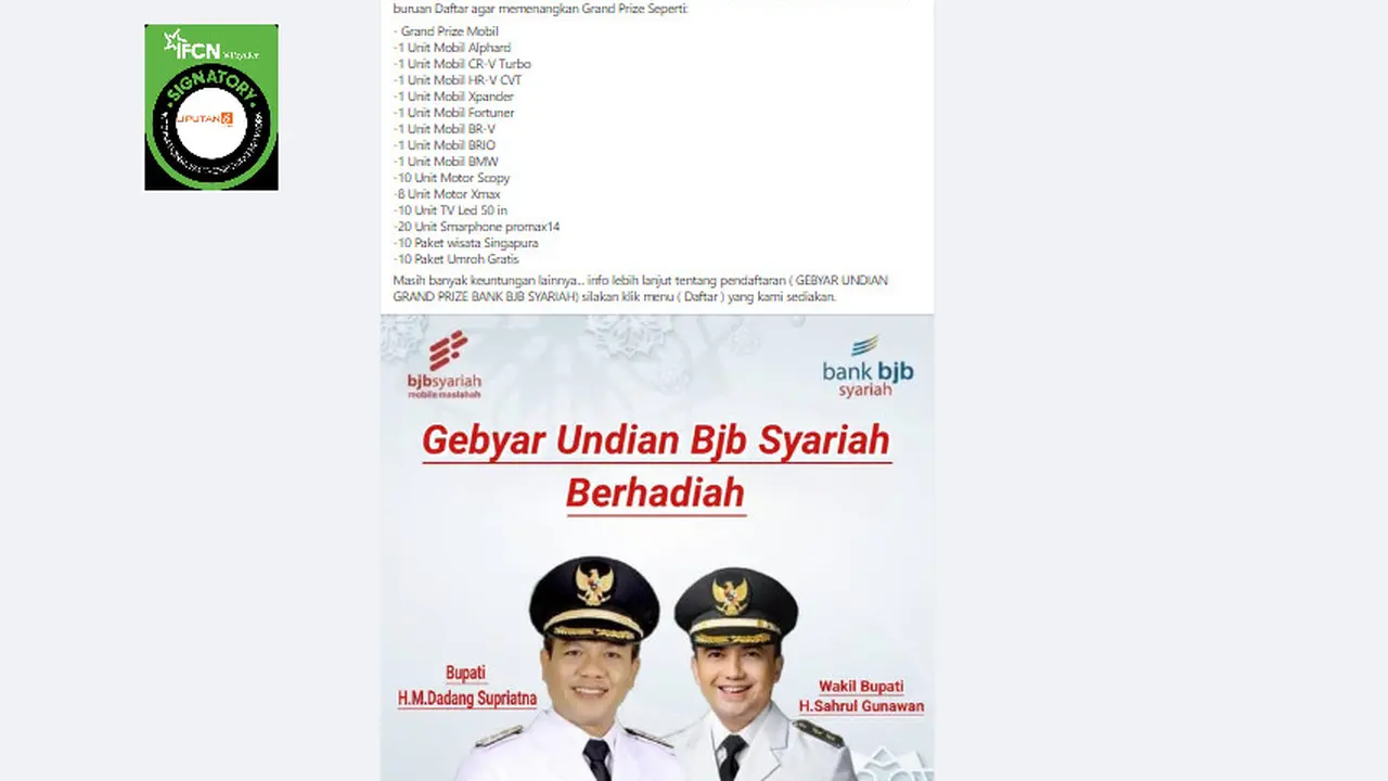 Tangkapan layar klaim pendaftaran promo berkah Ramadan gebyar undian Bank BJB Syariah