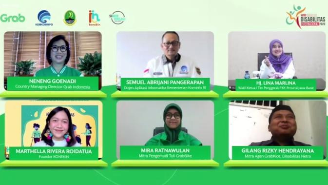 Konferensi Pers Virtual 'Grab Mendobrak Batas: Peluang Ekonomi Digital Bagi Penyandang Disabilitas'. (Tangkapan Layar Zoom)
