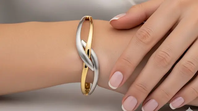 Bangle Kombinasi Emas Putih dan Kuning