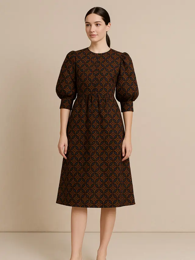 Model Dress Batik Klasik Motif Kawung Modern