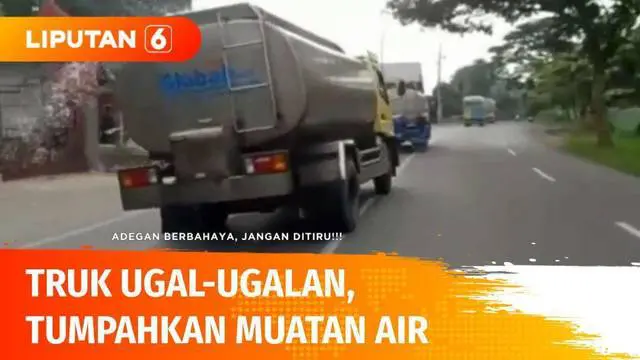 VIDEO: Viral, Truk Tangki Air Ugal-ugalan hingga Muatan yang Dibawa Tumpah, Lagi-lagi Demi Konten