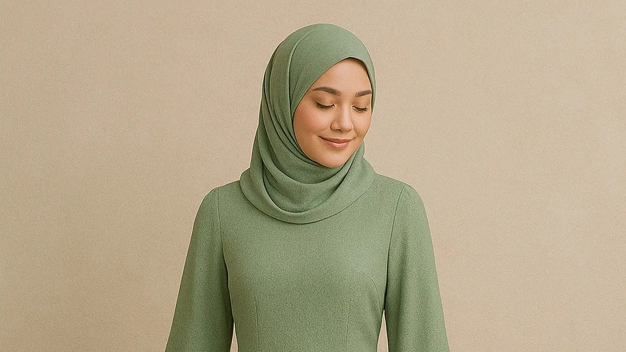 Gaya Hijab Islami yang Cocok Dipadukan dengan Gamis Brokat Warna Sage