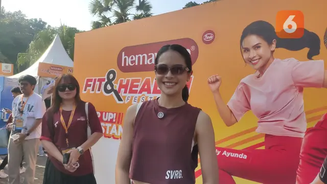 Maudy Ayunda di acara Hemaviton Fit & Health, Minggu (21/9/2025).