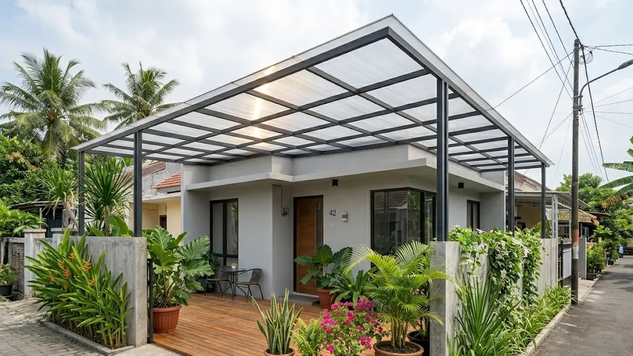 Inspirasi Kanopi Teras Bentuk L untuk Rumah Hook Kecil