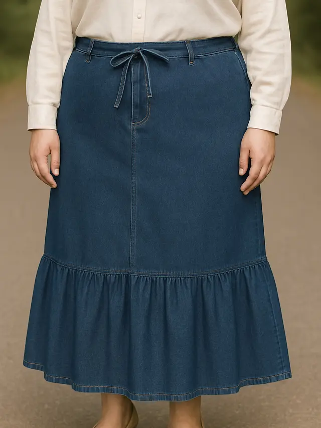Rok Jeans untuk Orang Gemuk Berhijab (Foto: ChatGPT)