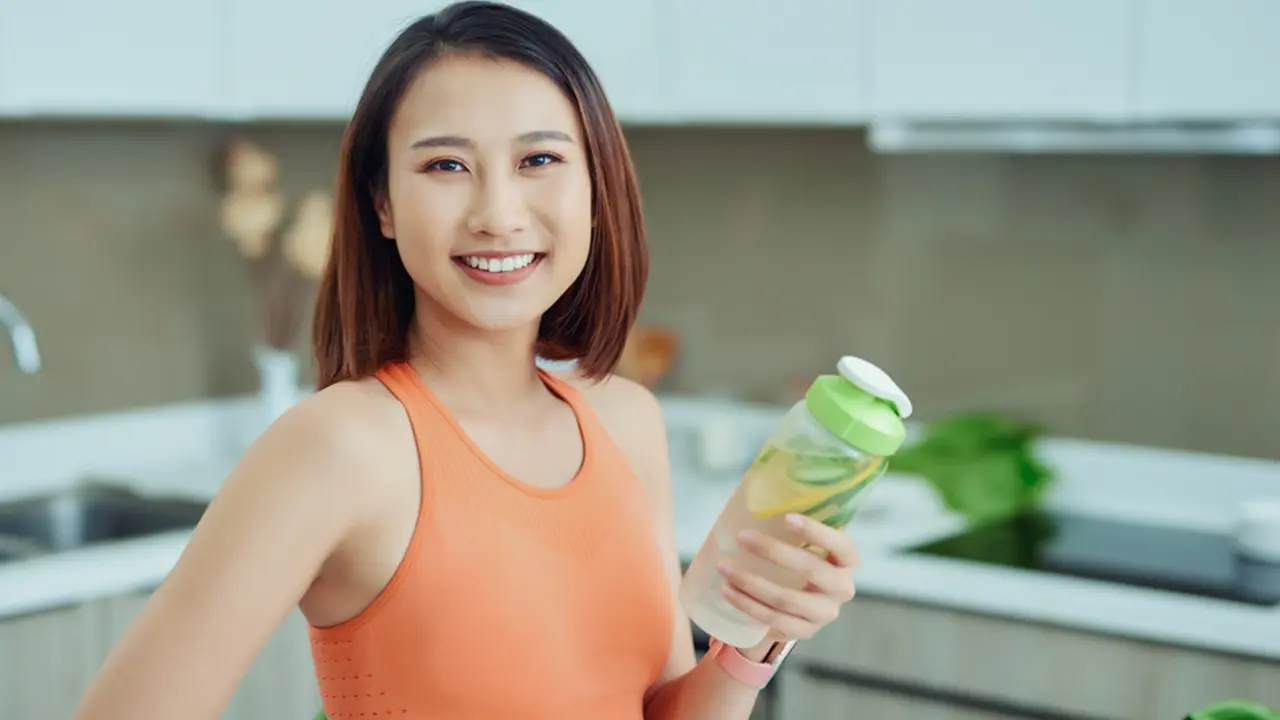 perempuan minum air jeruk nipis