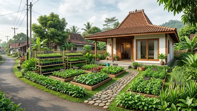 Ide Rumah Sederhana di Desa dengan Halaman Luas Jadi Kebun Produktif./Gemini