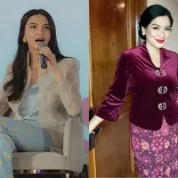 Raline Shah dan Titi Kamal disebut sebagai srikandi masa kini saat jadi pembicara di sebuah acara. Keduanya bicara soal pemberdayana perempuan dengan gaya berbeda kenakan busana etnik. [@ralineshah @titi_kamall]