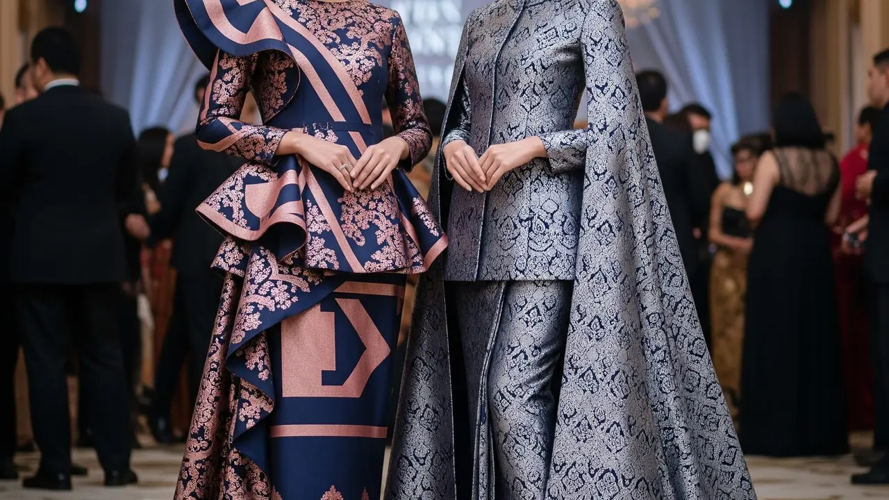 Model Tunik Brokat Panjang Motif Etnik Terpopuler 2025