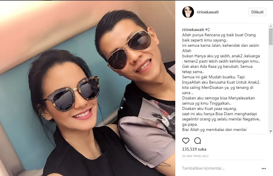 Ririn Ekawati bersama Ferry Wijaya (Foto: Instagram)