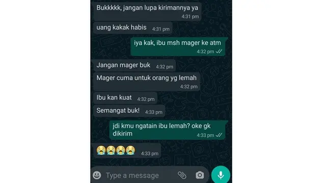 5 Chat Anak Beri Semangat ke Ibu Ini Bikin Geleng Kepala