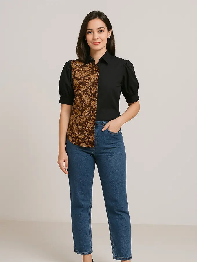 Model Kemeja Batik Slimfit Lengan Puff