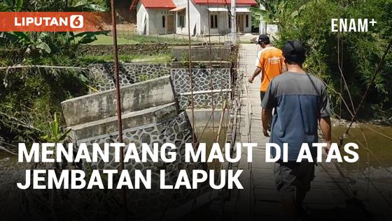 VIDEO: Ngeri! Jembatan Lapuk Jadi Akses Satu-satunya Desa Kedunggede