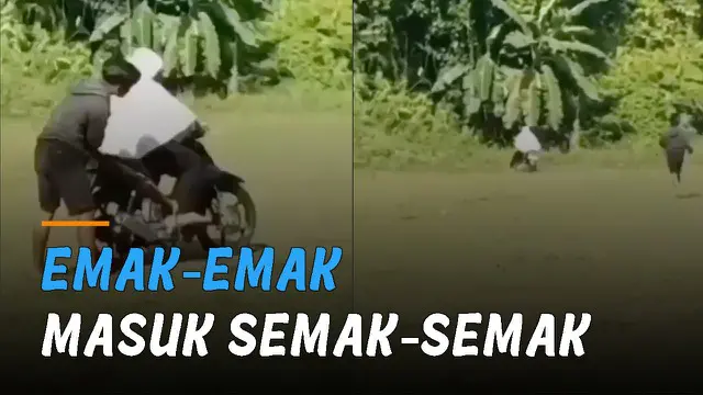 VIDEO: Emak-Emak Masuk Semak-Semak Saat Belajar Motor