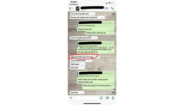 Chat kocak (Sumber: Instagram/dramaolshop.id)