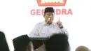 Ketua Umum Partai Gerindra, Prabowo Subianto memberikan arahan saat perayaan HUT ke-15 Partai Gerindra, di Kantor DPP Partai Gerindra, Jakarta, Senin (6/2/2023). HUT ke-15 Partai Gerindra merupakan momen berharga karena dilaksanakan sebelum Pemilu 2024 dan juga untuk melakukan konsolidasi internal untuk semakin memperkuat kekuatan partai. (Liputan6.com/Faizal Fanani)