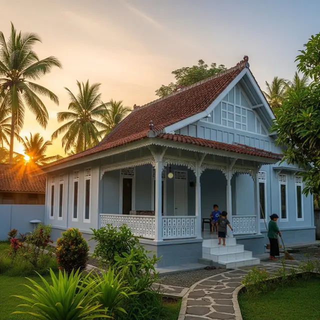 Pilihan Warna Cat Rumah untuk Rumah di Desa Menghadap Timur (Image by Gemini AI)