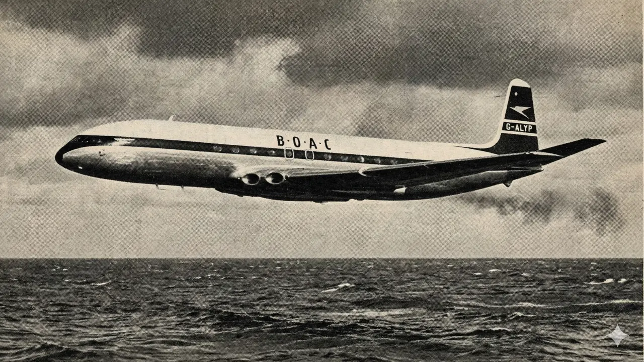 Ilustrasi pesawat comet jet British Overseas Airways Corporation (BOAC)