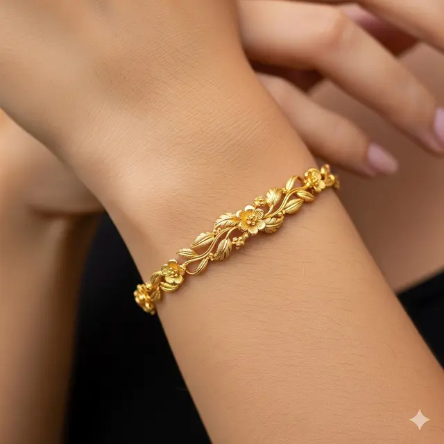 Gelang dengan Motif Flora Halus (Daun/Bunga)
