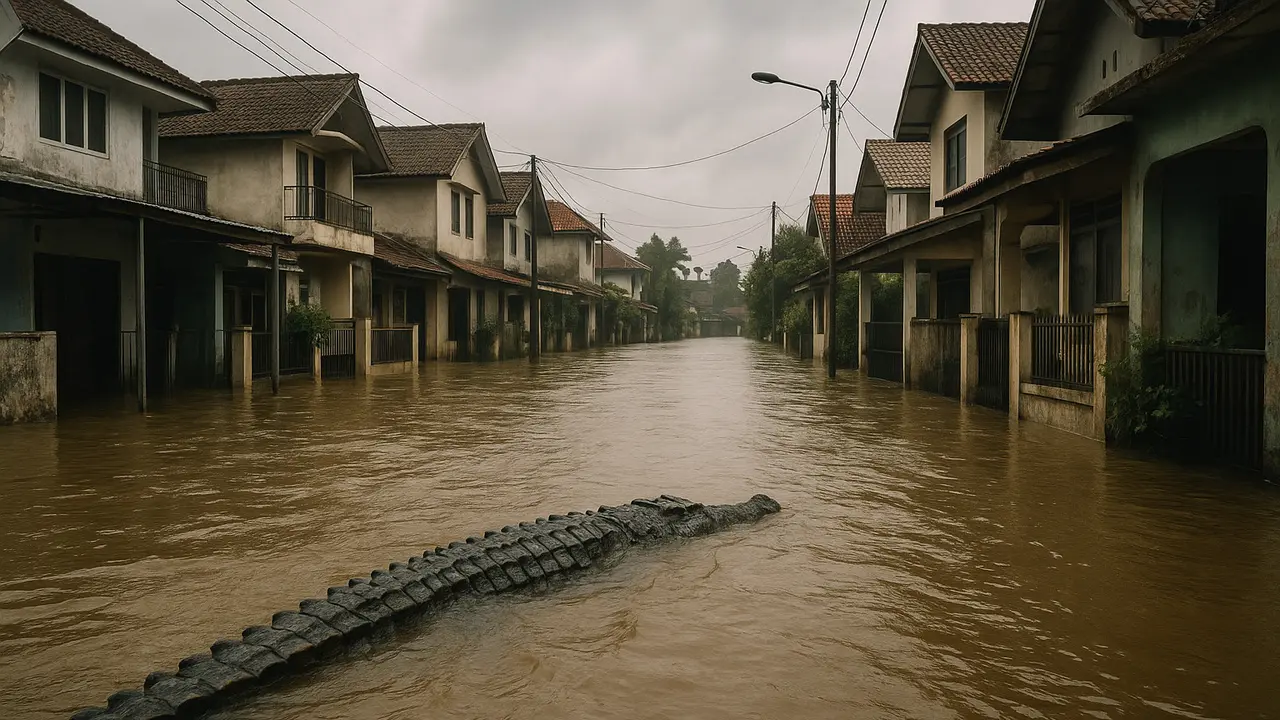 Buaya saat Banjir