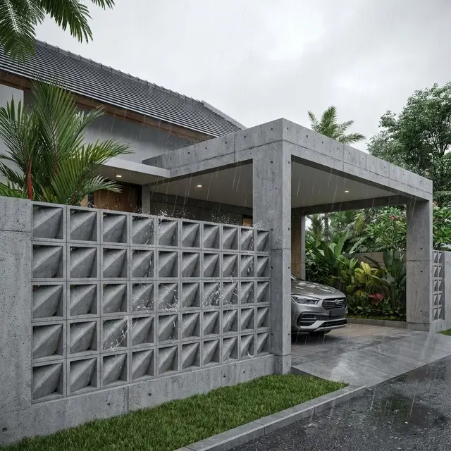Model Pagar Rumah Beton Roster Berlubang Estetik Sirkulasi Udara